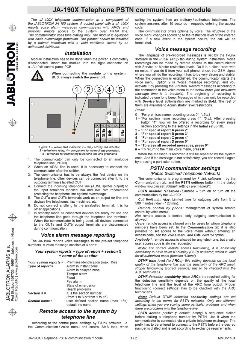 jablotron JA-190X User manual