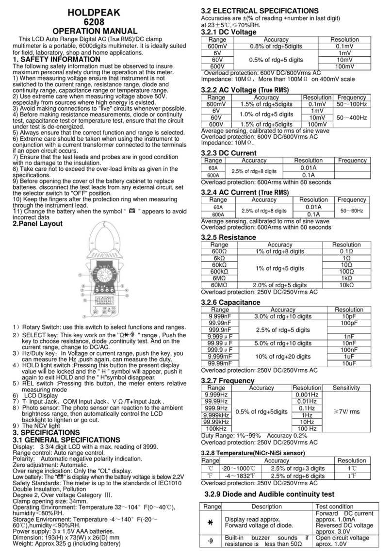 HoldPeak 6208 Operation manual