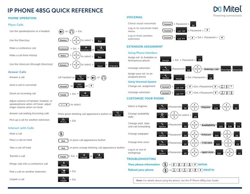 Mitel 485G quick reference
