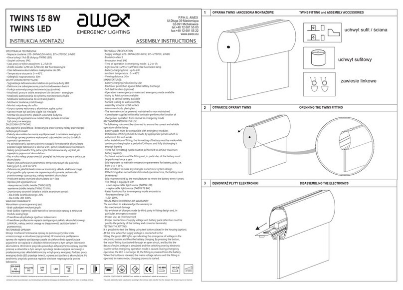 Awex TWINS T5 8W Assembly instructions Awex TWINS T5 8W Assembly instructions