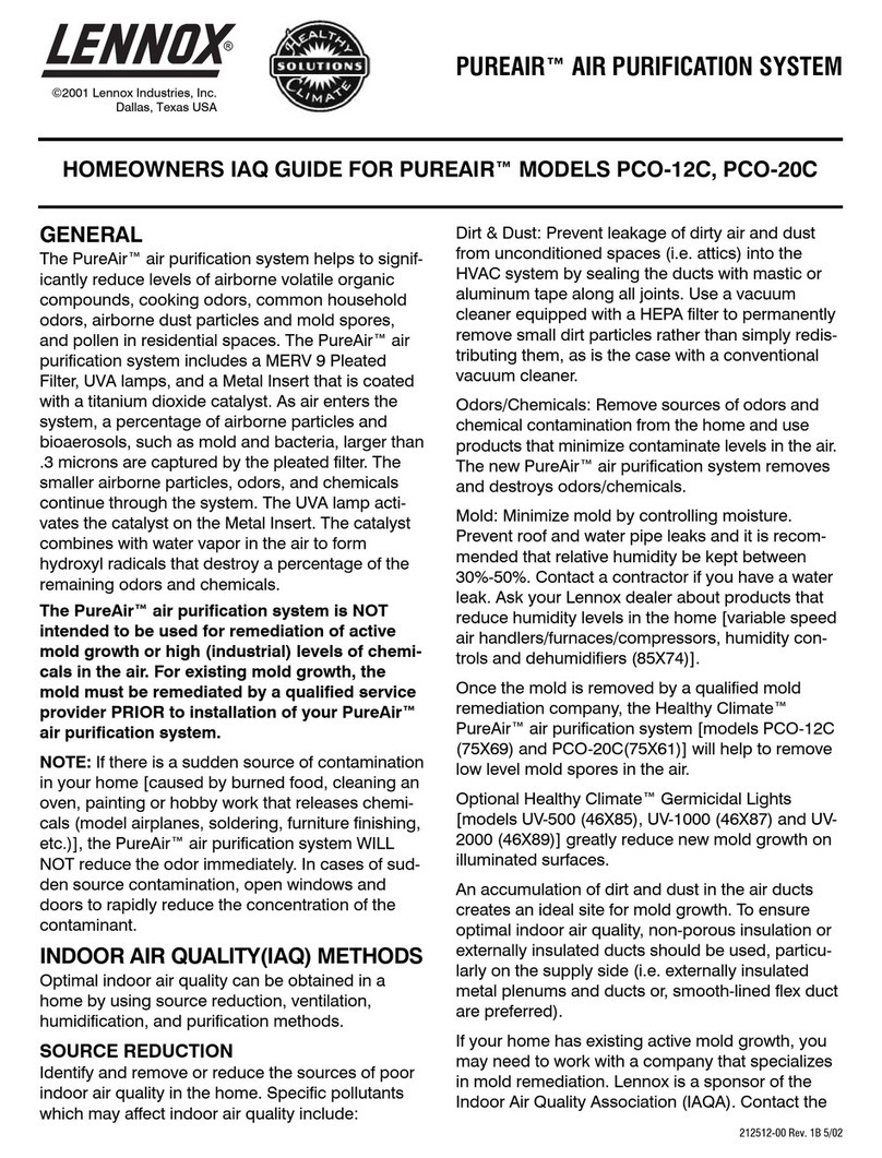 Lennox PUREAIR PCO-12C Assembly instructions