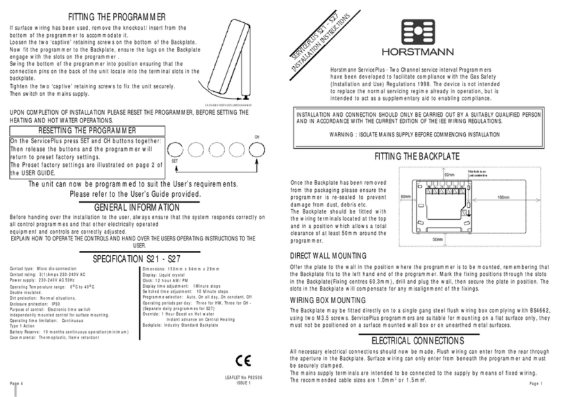 Horstmann ServicePlus S21 installation instructions