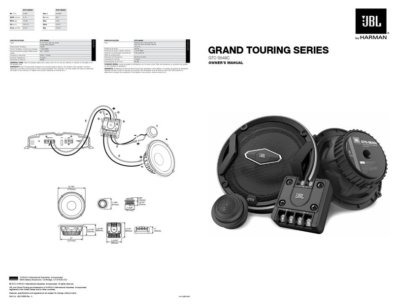 JBL GTO S649C owner's manual
