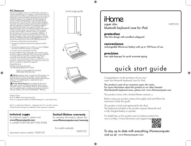 iHome IH-IP2105 quick start guide