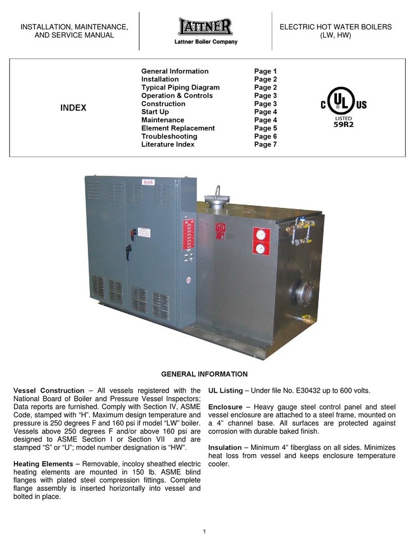 Lattner Boiler Company HW Installation maintenance and service manual