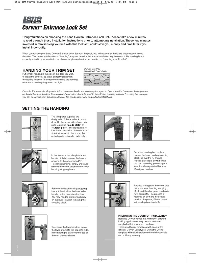 Lane Security Corvan Entrance Lock Set installation instructions
