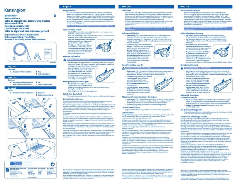 Kensington MicroSaver Instruction guide