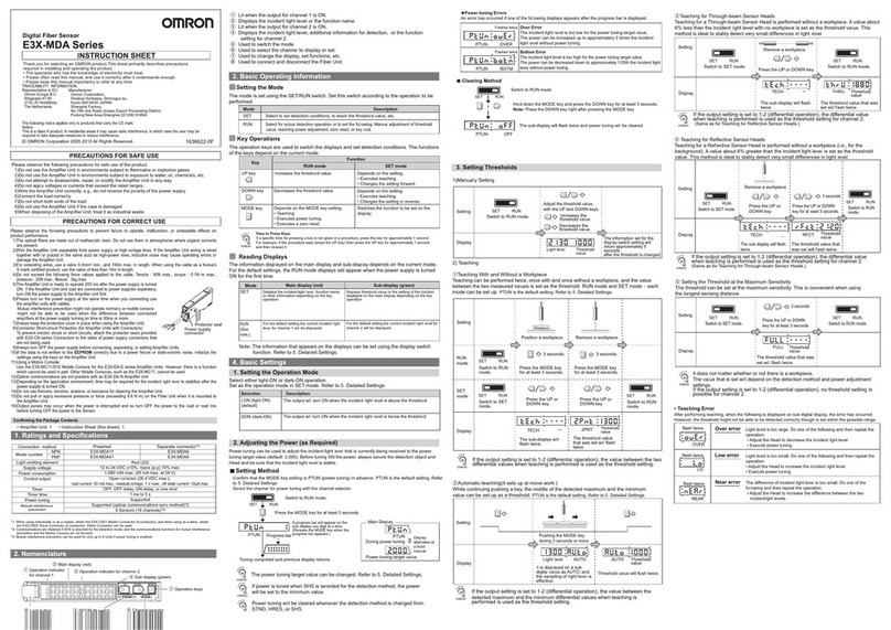 Omron E3X-MDA Series instruction sheet