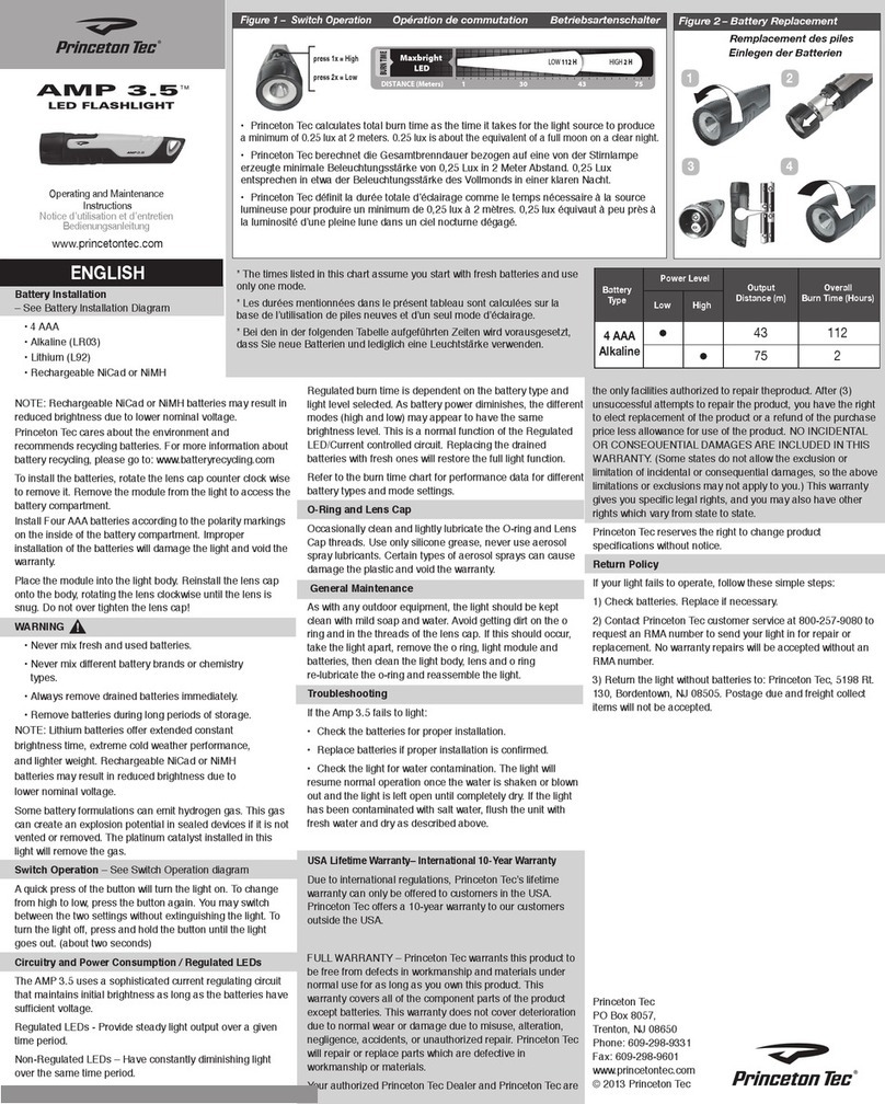 Princeton Tec AMP 3.5 Manual