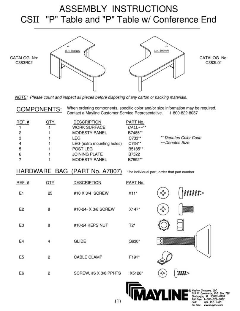 Mayline CSII P Table User manual Mayline CSII P Table User manual