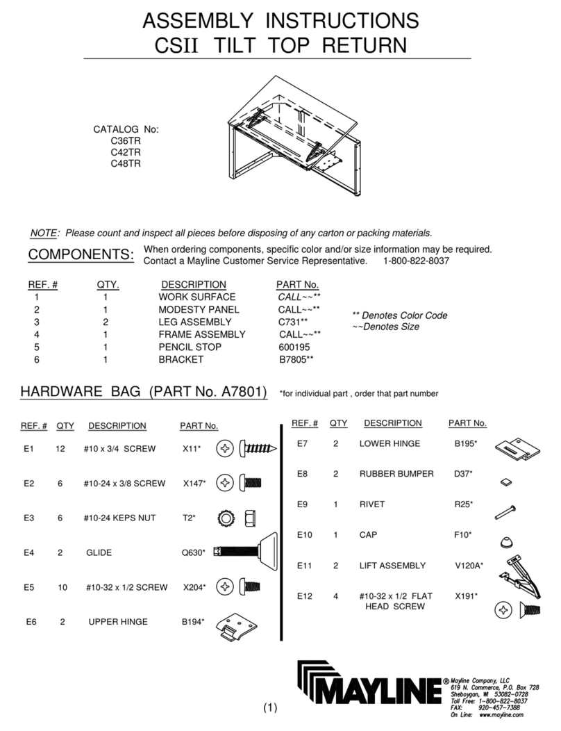 Mayline CSII TILT TOP RETURN User manual Mayline CSII TILT TOP RETURN User manual