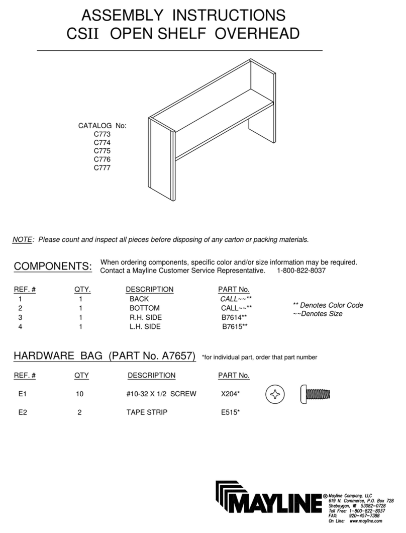 Mayline CSII OPEN SHELF OVERHEAD User manual