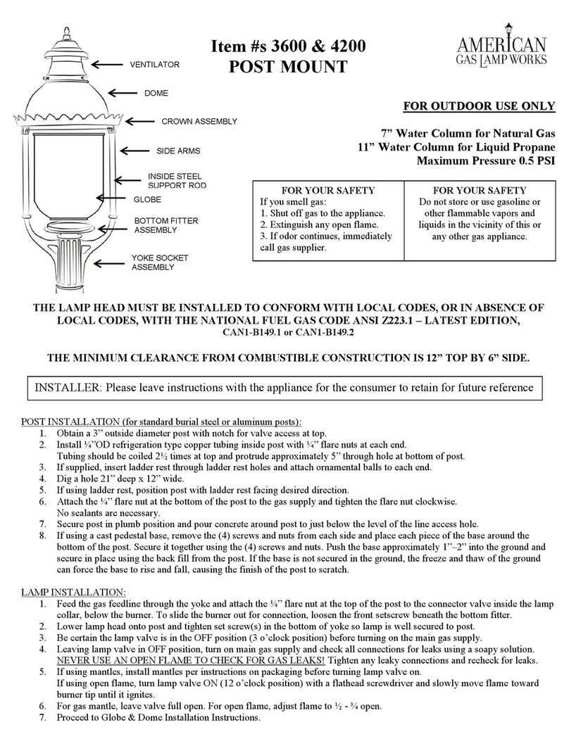 American Gas Lamp 3600 User manual