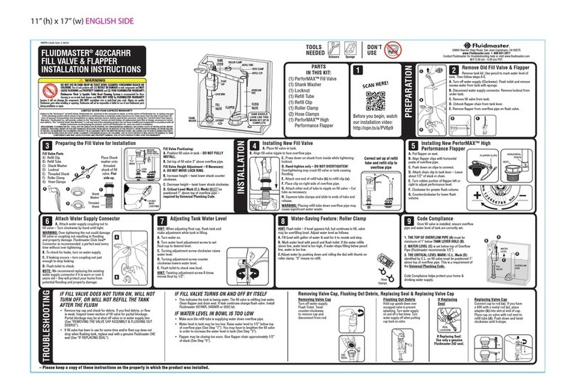 Fluidmaster 402CARHR installation instructions
