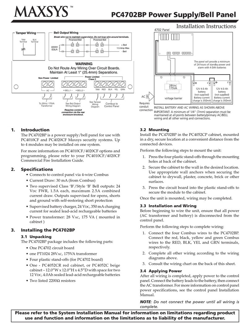 DSC MAXSYS PC4702BP installation instructions