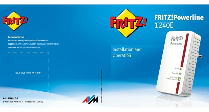 Fritz! Powerline 1240E Installation and operation