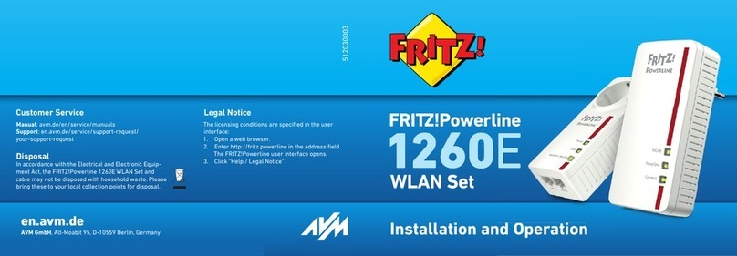 Fritz! Powerline 1260E Installation and operation