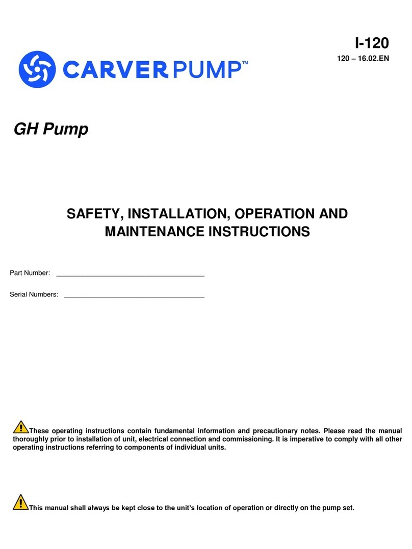 Carver Pump GH SAFETY, INSTALLATION, OPERATION AND MAINTENANCE INSTRUCTIONS