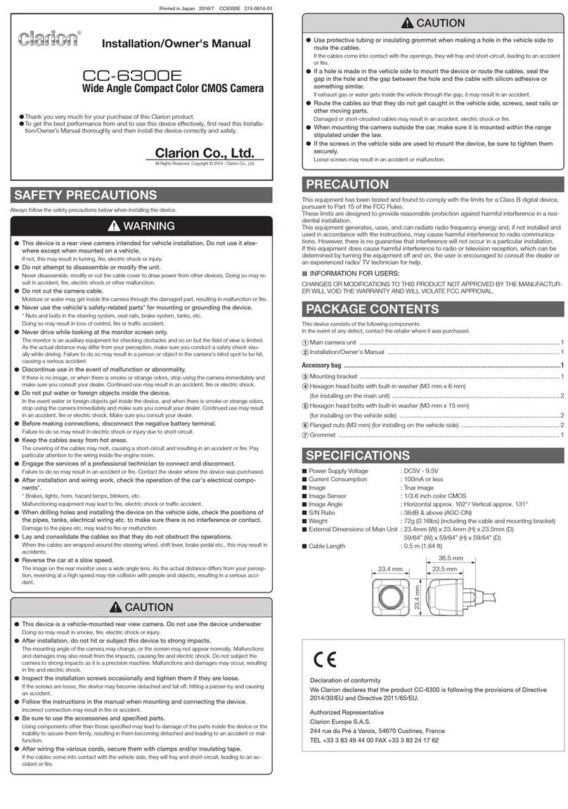 Clarion CC-6300E Installation & owner's manual