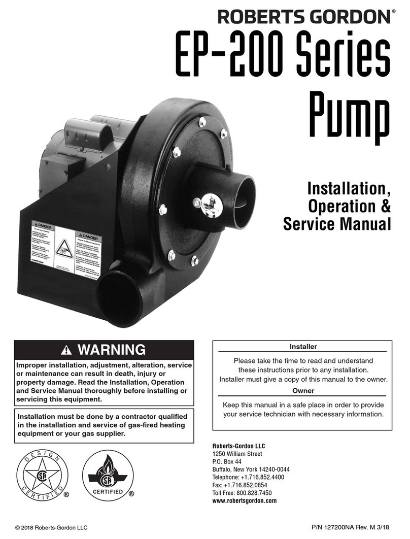 Roberts Gorden EP 201 Installation, operation & service manual