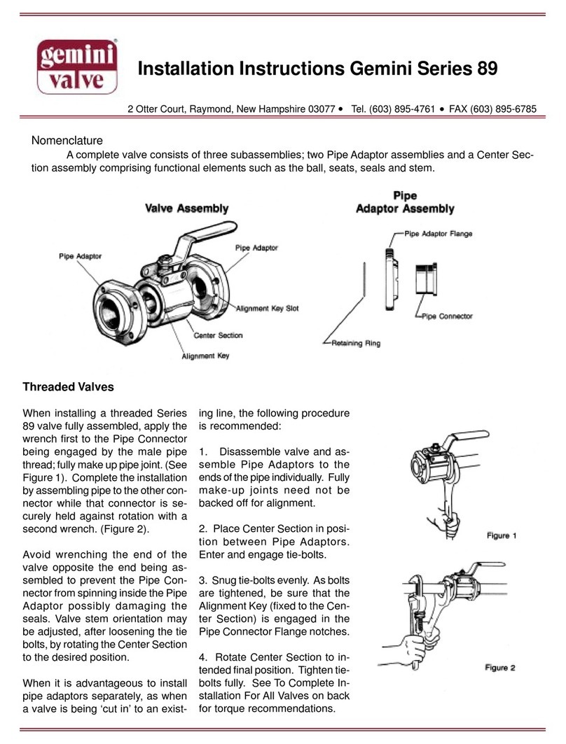 Gemini Valve 89 Series installation instructions Gemini Valve 89 Series installation instructions