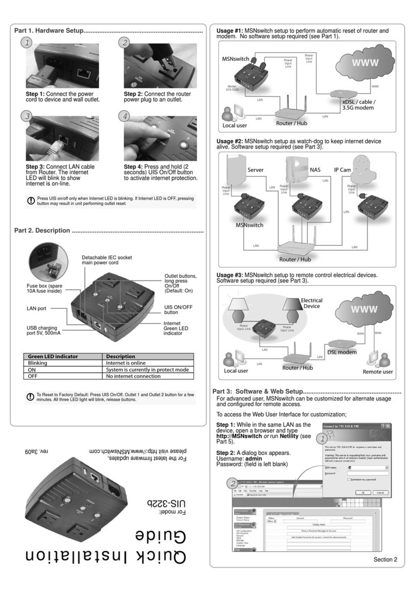 MSNswitch UIS-322b Quick installation guide