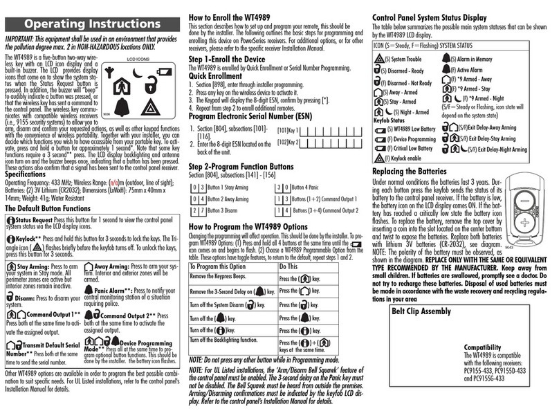 DSC Impassa WT4989 operating instructions