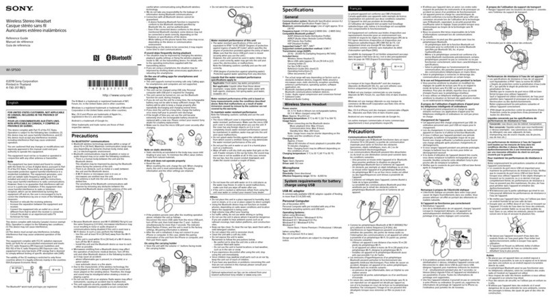 Sony WI-SP500 reference guide