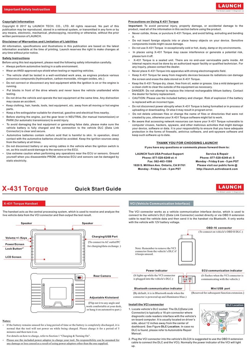LAUNCH TECH X-431 Torque quick start guide