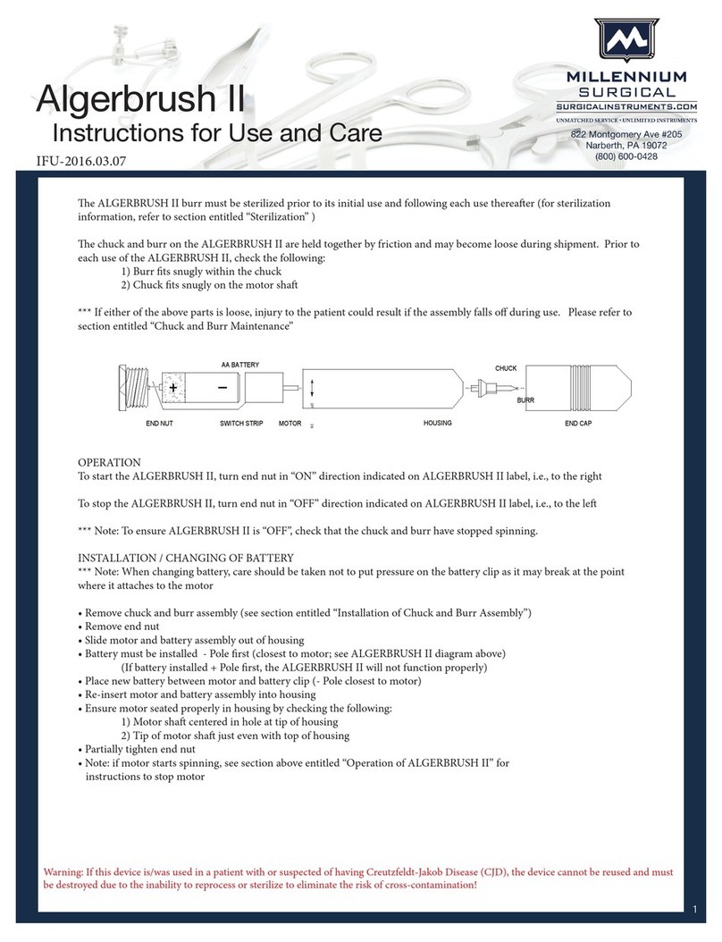Millennium Surgical Algerbrush II Instructions for use and care Millennium Surgical Algerbrush II Instructions for use and care