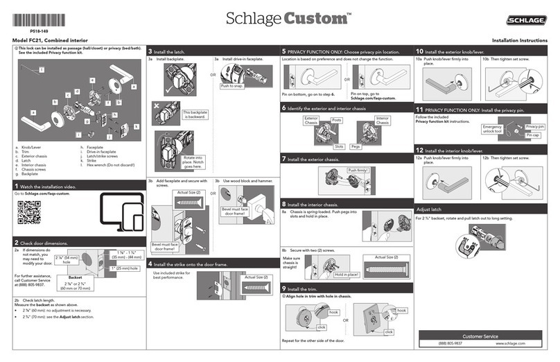 Schlage Custom FC21 User manual