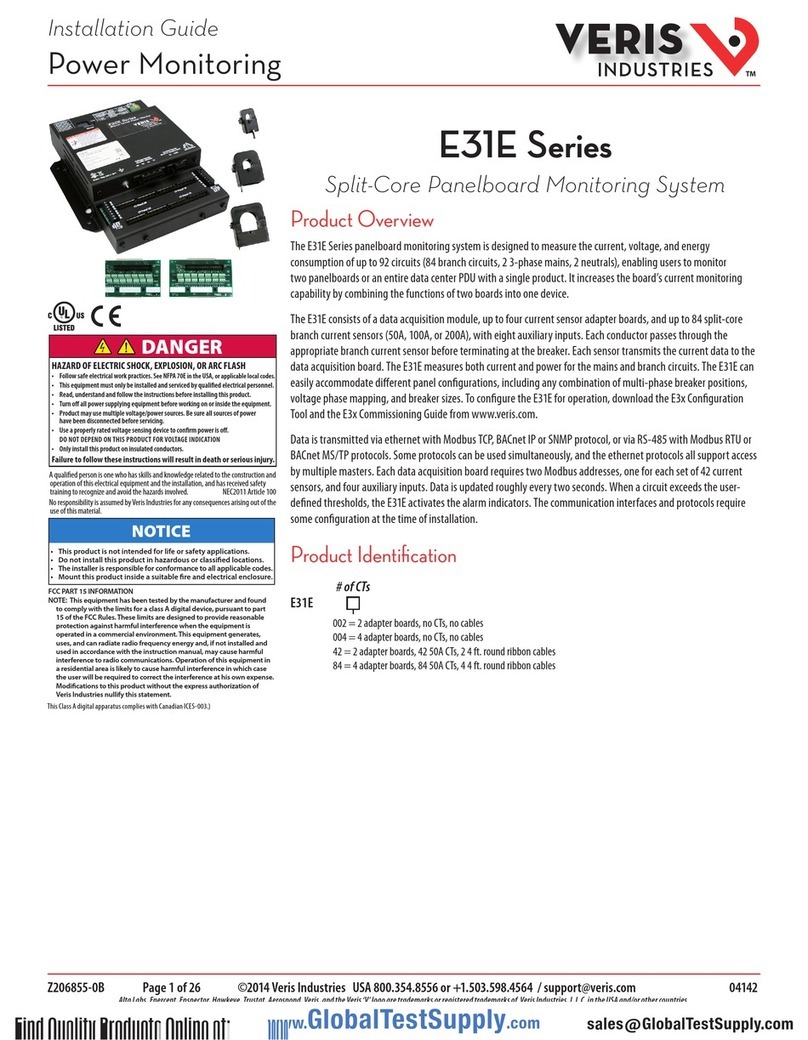 VERIS INDUSTRIES, INC. E31E Series installation guide