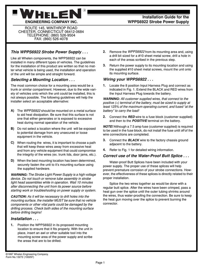 Whelen Engineering Company WPPS6922 installation guide