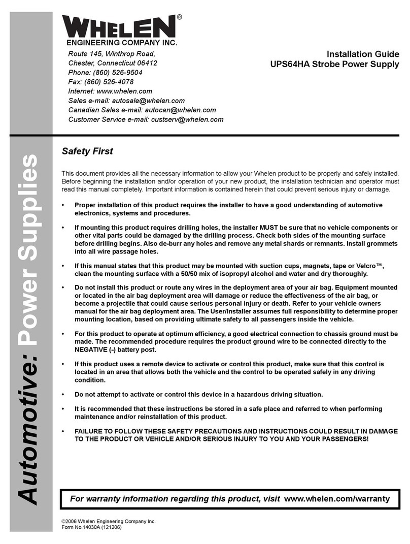 Whelen Engineering Company UPS64HA installation guide