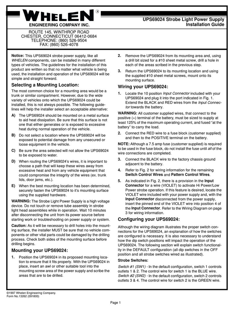 Whelen Engineering Company UPS69024 installation guide