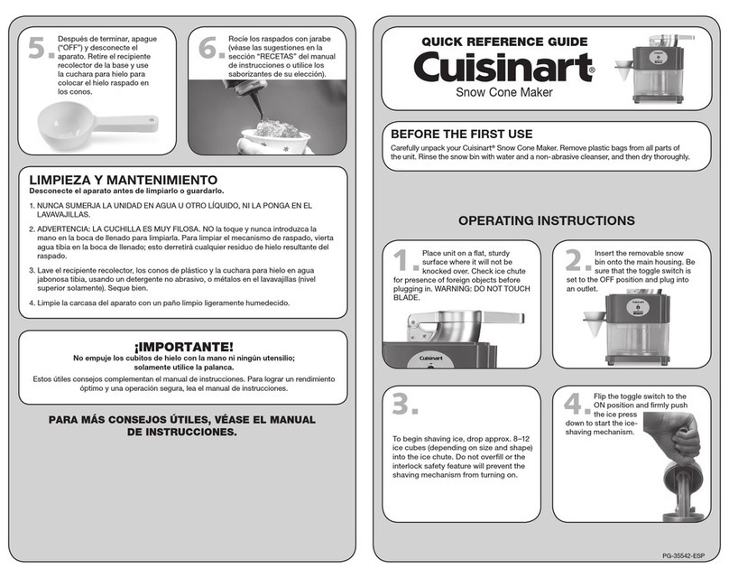Cuisinart SNOW CONE MAKER Quick reference guide