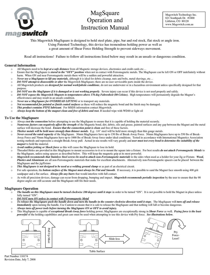 Magswitch Technology Inc. MagSquare Operation and instruction manual