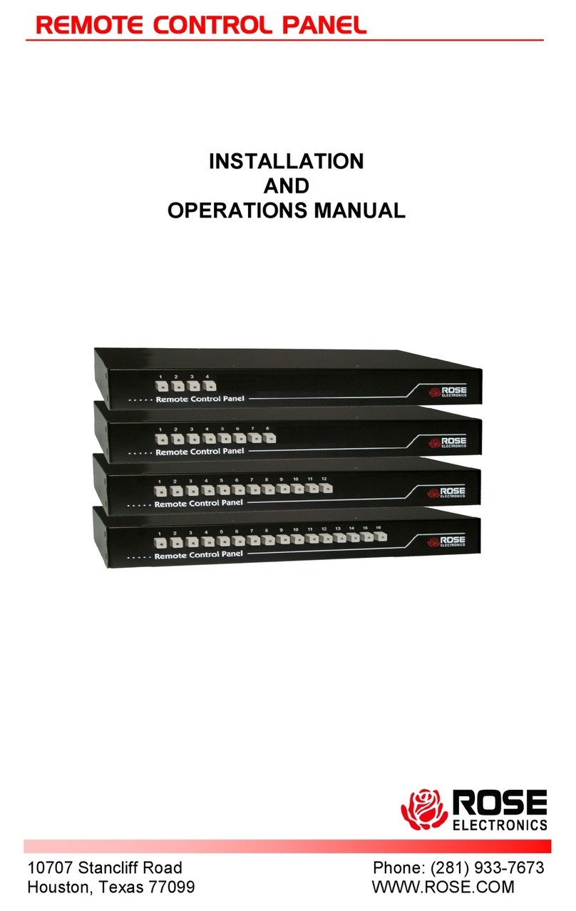 Rose electronics REMOTE CONTROL PANEL Installation and operation manual