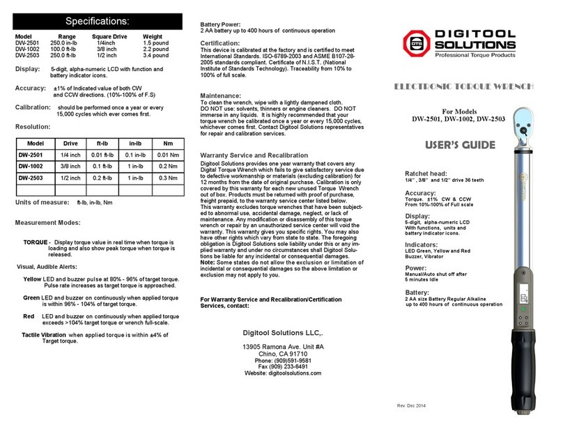 Digitool Solutions DW-2501 user guide