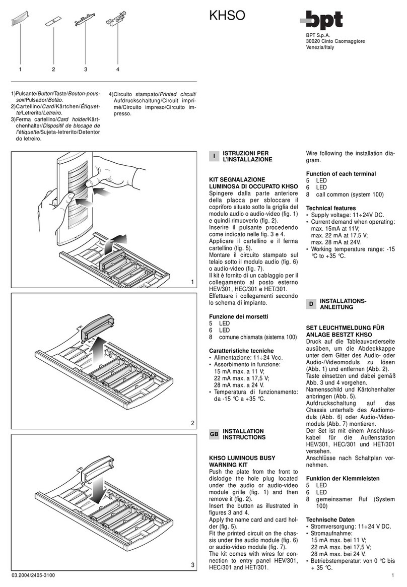Bpt KHSO installation instructions
