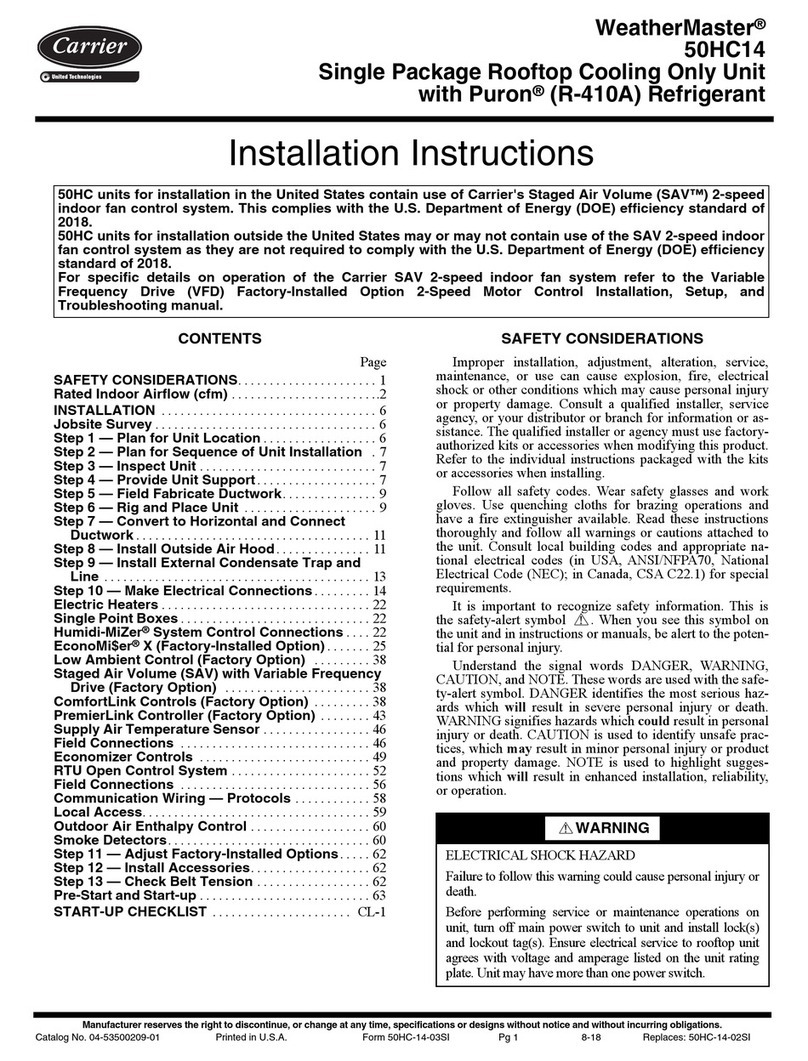 Carrier WeatherMaster 50HC14 User manual Carrier WeatherMaster 50HC14 User manual