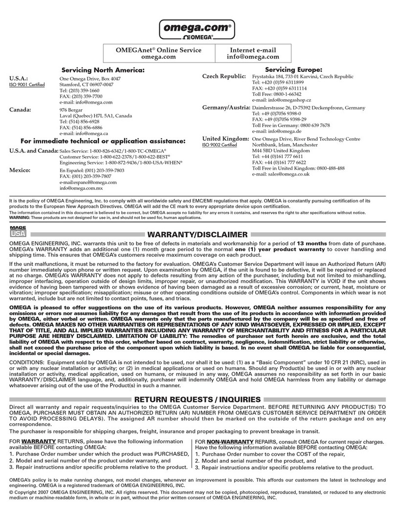 Omega FL-1210 User manual