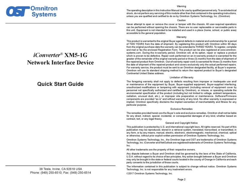 Omnitron Systems Technology XM5-1G quick start guide