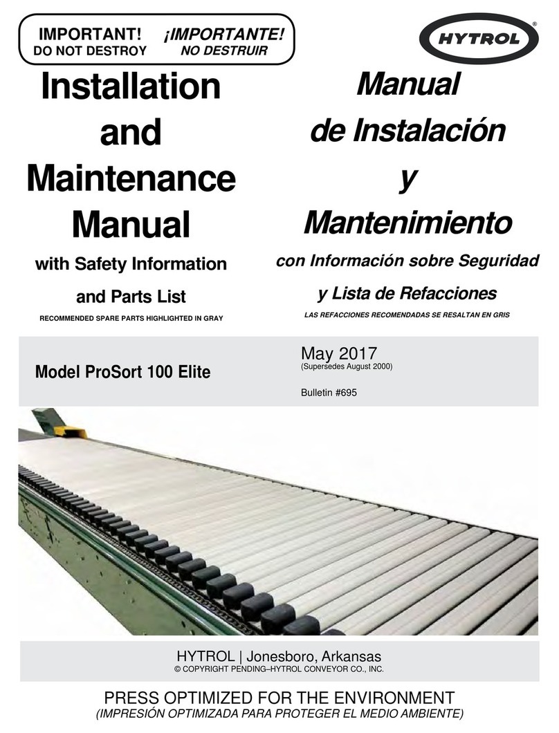 HYTROL ProSort 100 Elite Operating, installation and maintenance manual