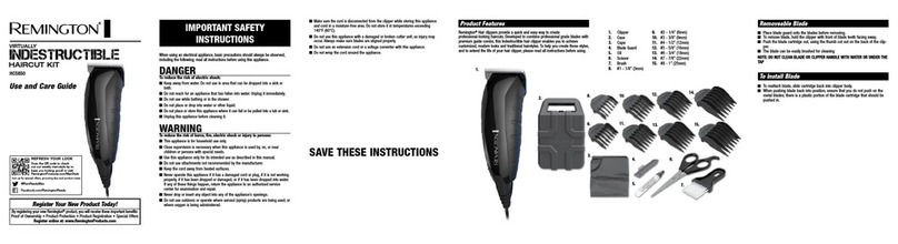 Remington Virtually Indestructible Haircut Kit Use and care guide