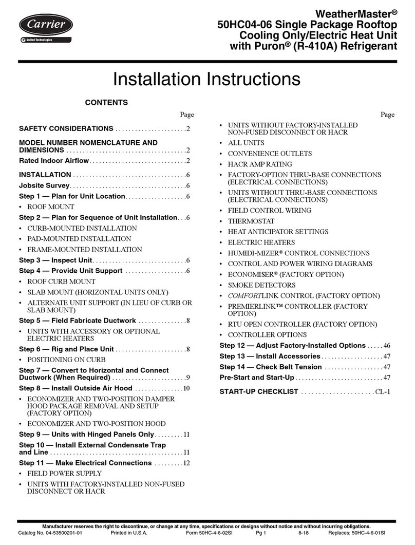 Carrier WeatherMaster 50HC04 User manual