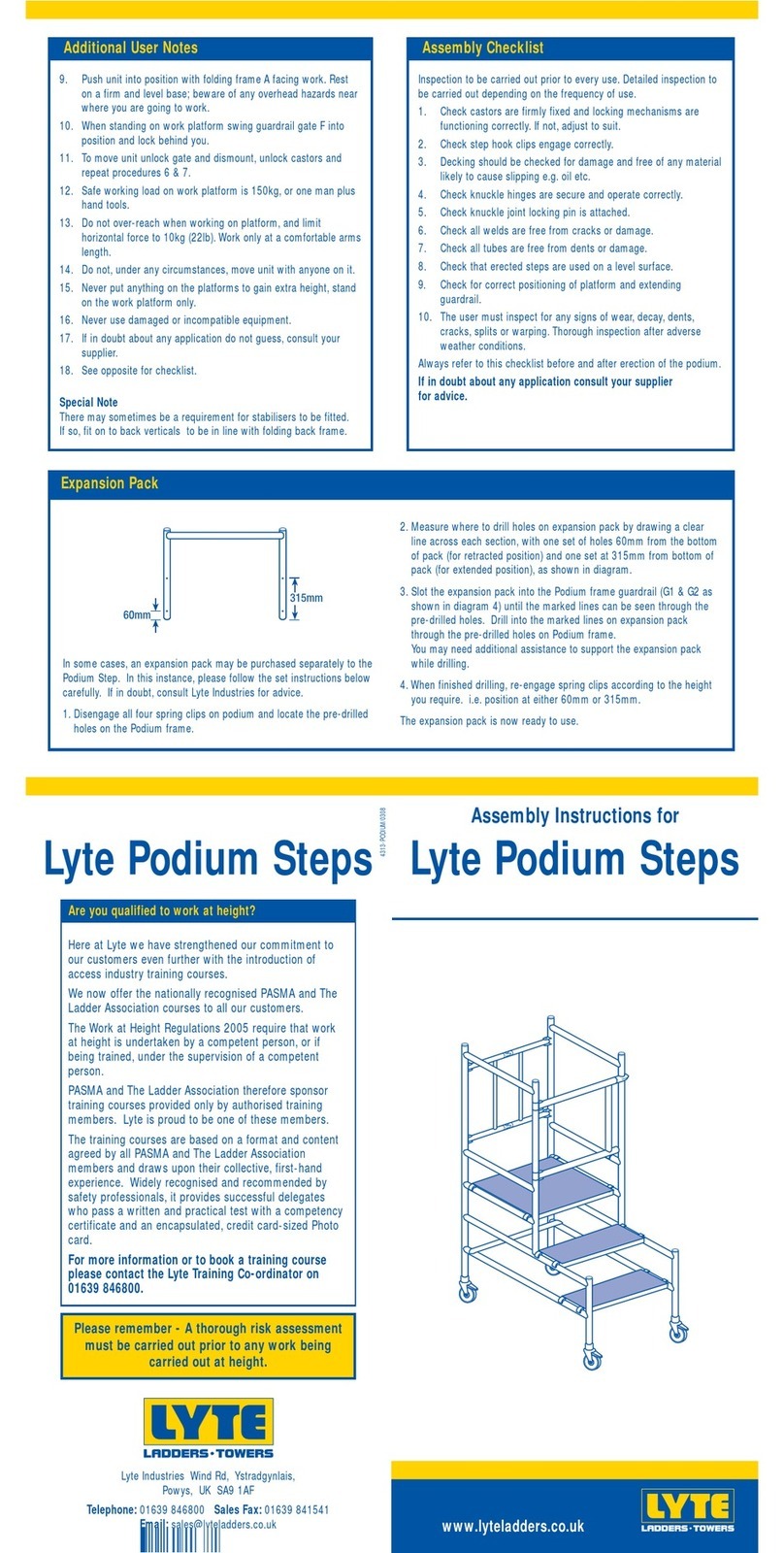 Lyte Industries Podium Steps Assembly instructions Lyte Industries Podium Steps Assembly instructions