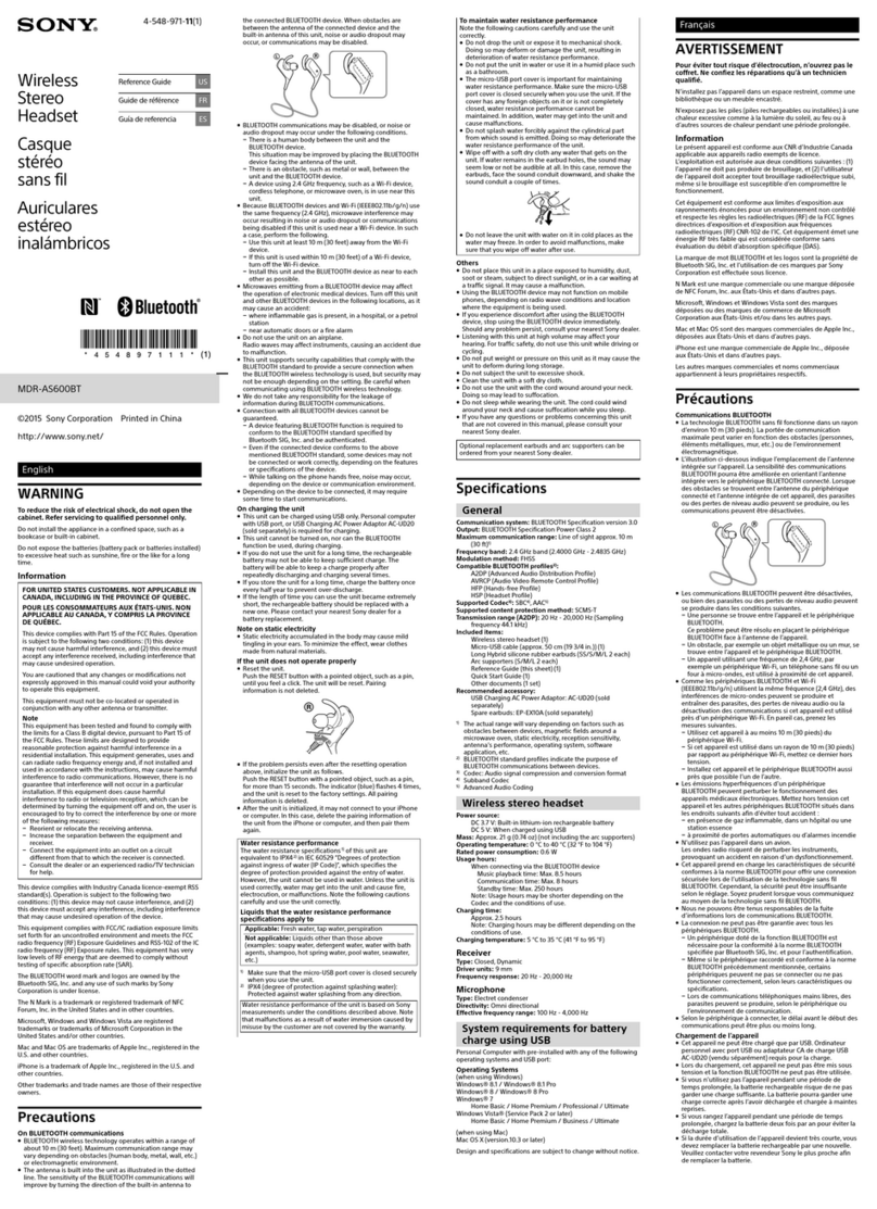 Sony MDR-AS600BT User manual