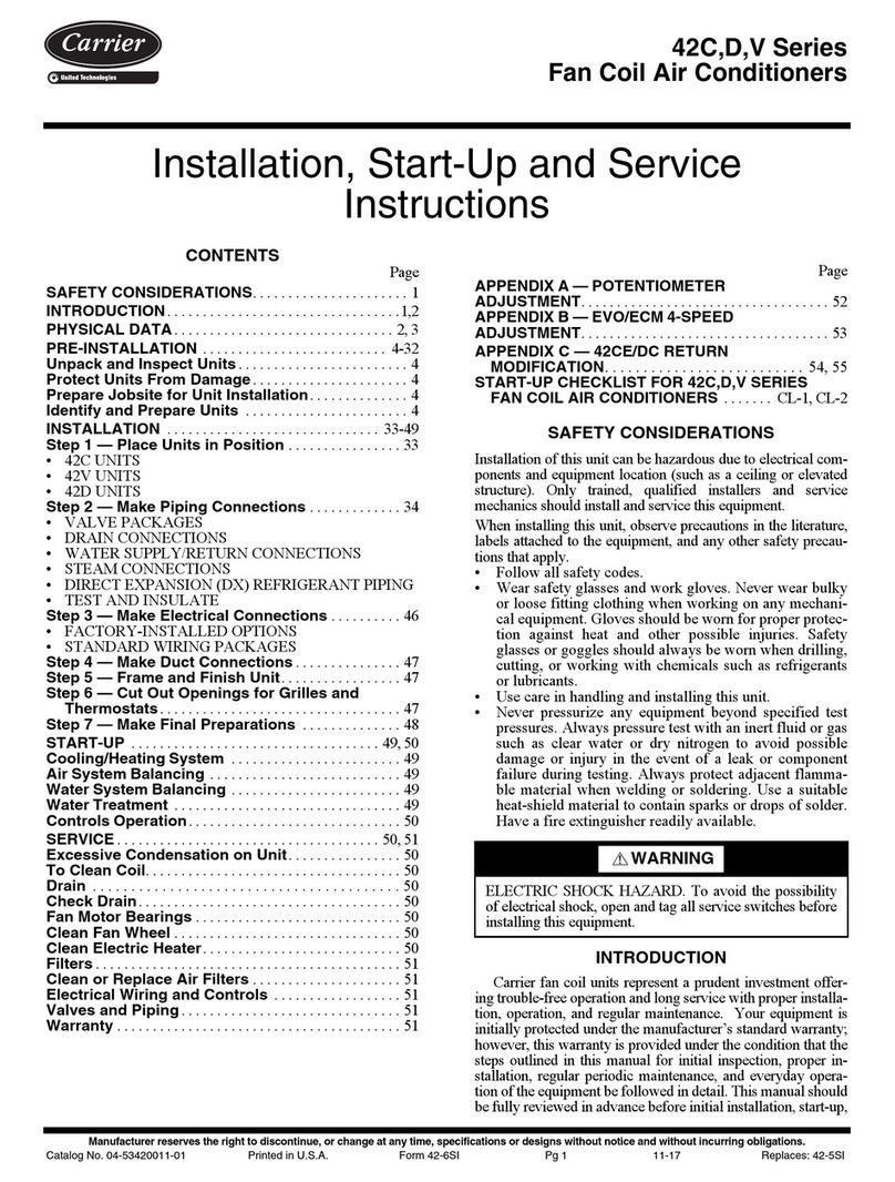 Carrier 42CA Series Dimensions and installation guide