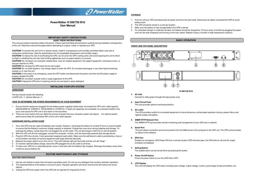 PowerWalker VI 500 R1U User manual